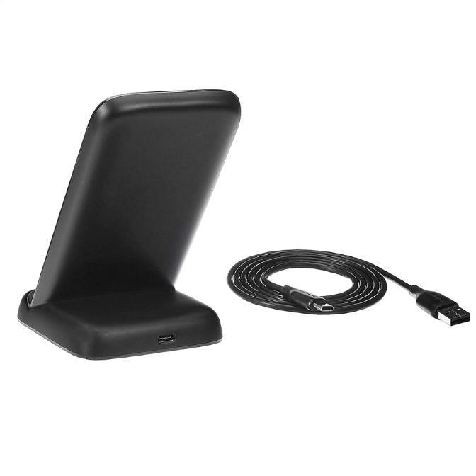 Amazon Basics 10W Qi Certified Wireless Charging Stand, for Phone 16/15/14/13/12/11/X, Samsung, and More, with USB Cable (No AC Adapter), Black 1