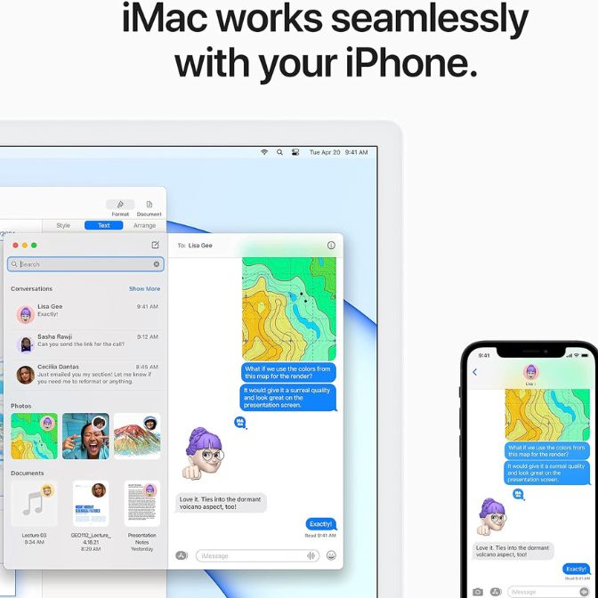 2021 Apple iMac with Apple M1 Chip 8-core CPU 24-inch 8GB RAM 256GB SSD Silver 2