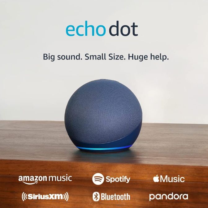Amazon Echo Dot With bigger vibrant sound and Alexa Deep Sea Blue 6