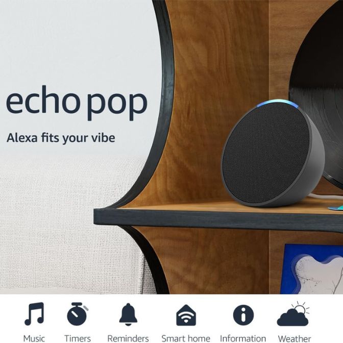 Amazon Echo Pop smallest Alexa speaker, Charcoal 6