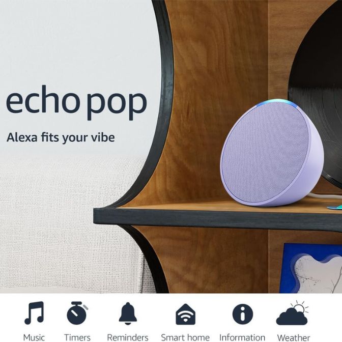 Amazon Echo Pop smallest Alexa speaker, Lavender Bloom 6