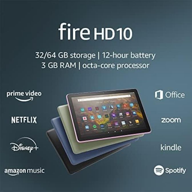 Amazon Fire HD 10 tablet 10.1 Inch 1080p Full HD Display 2021 release Black Processor