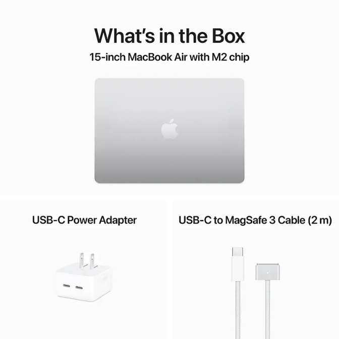 Apple - MacBook Air 15" Laptop - M2 chip Built for Apple Intelligence - 8GB Memory - 512GB SSD - Silver 3