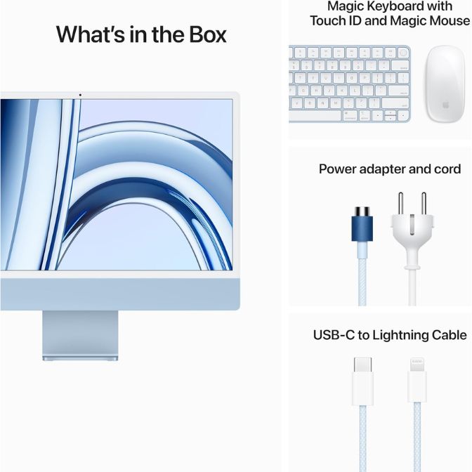 Apple 2023 iMac All-in-One Desktop M3 Chip 8-core CPU 10-core GPU 24-inch Retina Display 8GB 256GB Blue 3