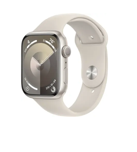 Apple Watch Series 9 GPS with 45mm aluminum case and starlight sport band, medium/large