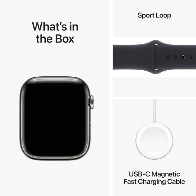 Apple Watch Series 9 with GPS + Cellular, 45mm stainless steel case, Midnight Sport Band, and advanced health tracking features 3