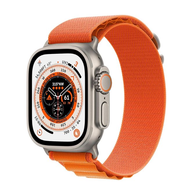 Apple Watch Ultra Smart Watch, Rugged Titanium Case, Orange Alpine Loop, Extra-Long Battery Life, Brighter Retina Display 1