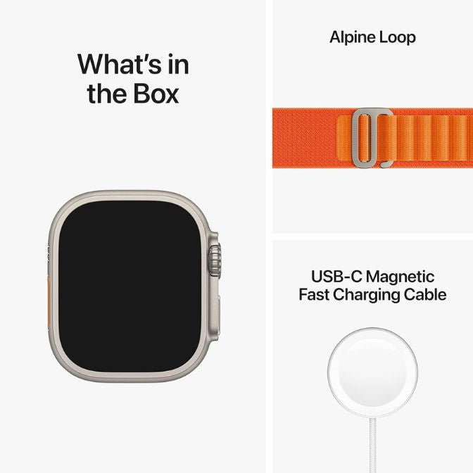 Apple Watch Ultra Smart Watch, Rugged Titanium Case, Orange Alpine Loop, Extra-Long Battery Life, Brighter Retina Display 2