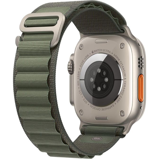 Apple Watch Ultra Titanium Case with Green Alpine Loop, Large 2