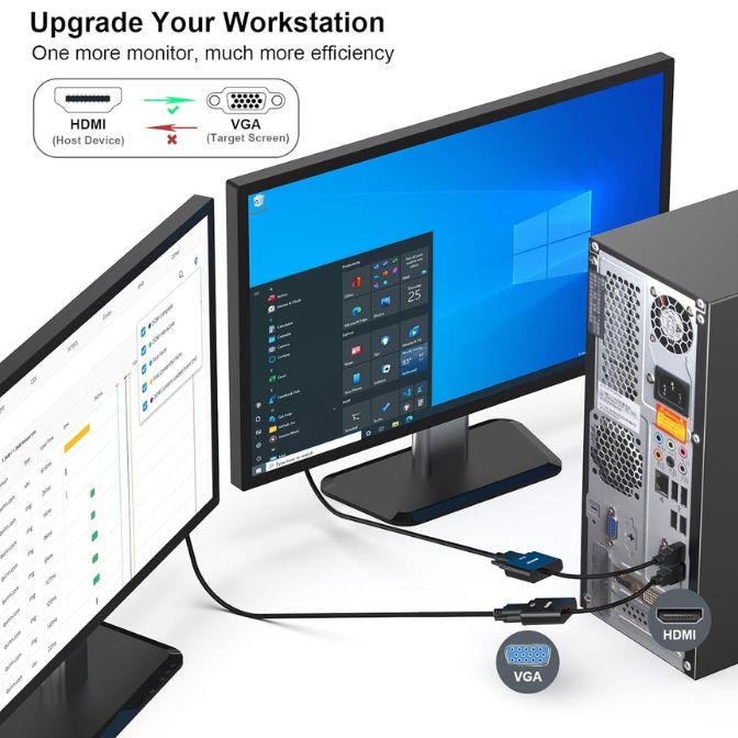 BENFEI HDMI to VGA Adapter Male to Female Compatible for Computer, Desktop, Laptop, PC, Monitor, Projector, HDTV, Chromebook, Raspberry Pi, Roku, Xbox and More - Black 4