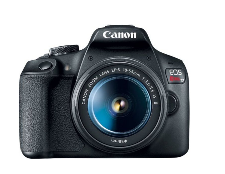 Canon EOS Rebel T7 DSLR video camera with 18-55mm lens, black