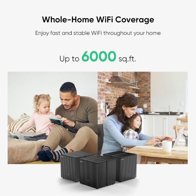 Dual-Band AX1800 WiFi 6 Mesh Wi-Fi System, Covers up to 6,000 sqft, 3-Pack 3