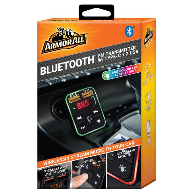 Bluetooth FM Transmitter and Car Charger, Hands Free Calling, Type C and Dual USB A ports 3