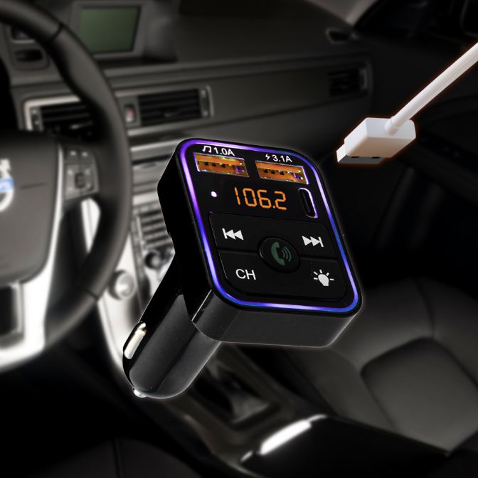 Bluetooth FM Transmitter and Car Charger, Hands Free Calling, Type C and Dual USB A ports 6