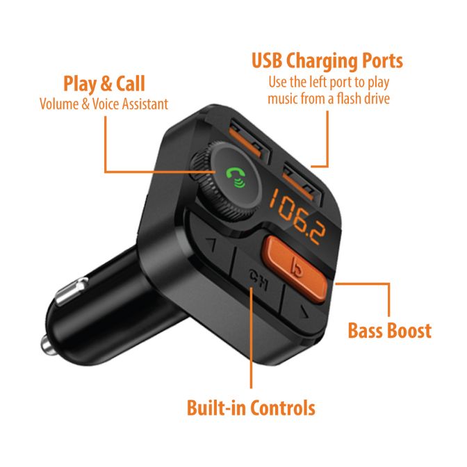 3.4Amp Bluetooth FM Transmitter & Car Charger 4