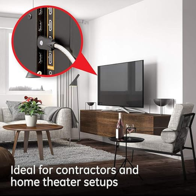 GE 4K HDMI Cable, 6 ft. HDMI 2.0 High Speed 18 Gbps with Ethernet, 4K 60Hz, 1440p 1080p 120Hz, HDR, for HDTV, Streaming, Blu-ray, Gaming, PS4 Pro PS5 and Xbox