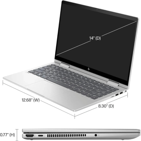 HP ENVY x360 2-in-1 14 Laptop 2024 14” FHD 1920 x 1080 Touchscreen, Intel Core 5 120U, 10-core, Intel Graphics, 8GB DDR4, 512GB SSD, Backlit Keyboard, FP, True Vision 5MP Camera, Windows 11 Home (Factory Renewed)
