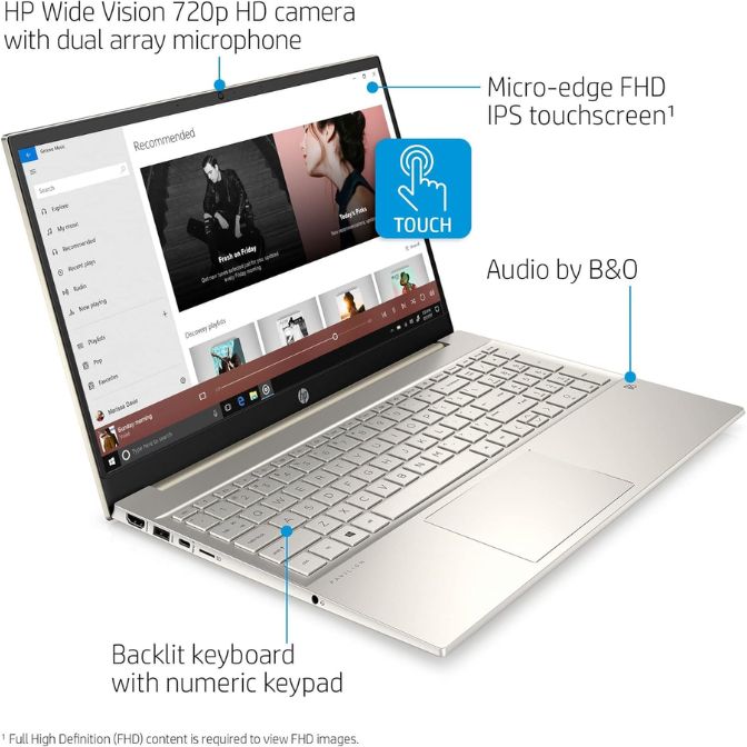 2022 HP Pavilion 15.6" FHD Touchscreen Laptop 11th Gen 4-Core Intel i5-1135G7 16GB DDR4 512GB NVMe SSD Iris Xe Graphics HDMI Webcam WiFi-6 Bluetooth Backlit Keyboard Windows 10 Pro w/ 32GB USB 3