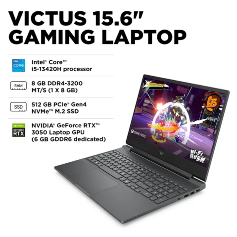 HP - Victus 15.6" 144Hz Full HD Gaming Laptop - Intel Core i5 - 8GB Memory - NVIDIA GeForce RTX 3050 - 512GB SSD - Mica Silver - With Wireless Mouse (Factory Renewed)