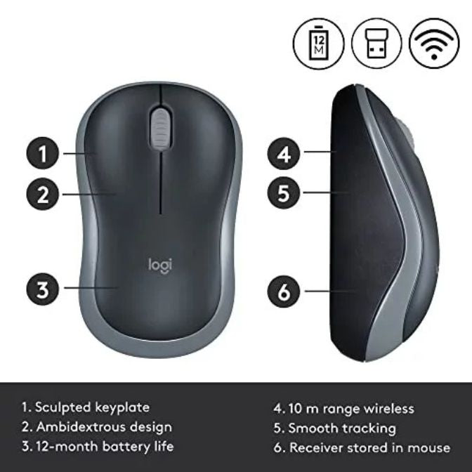 Logitech M185 Wireless Mouse Swift Gray 2
