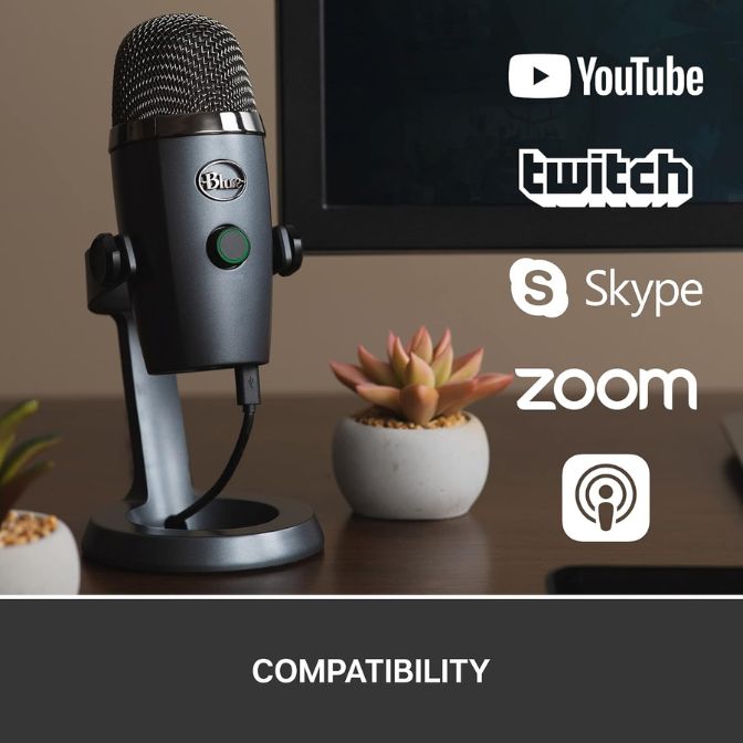 Logitech for Creators Blue Yeti Nano USB Microphone for Gaming, Streaming, Podcasting, Twitch, YouTube, Discord, Recording for PC and Mac, Plug & Play - Shadow Grey 3
