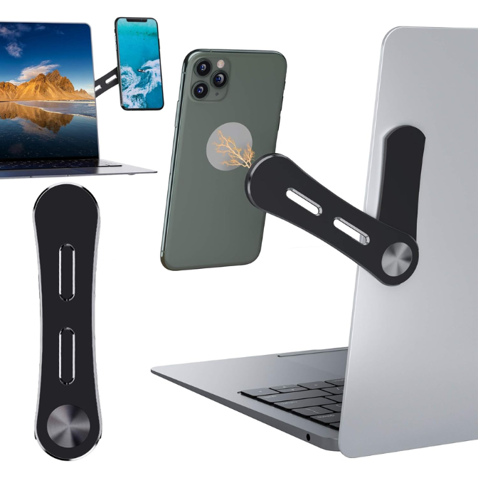 DK177 Magnetic Phone Holder, Laptop or Desktop Monitor Side Mount Phone Holder