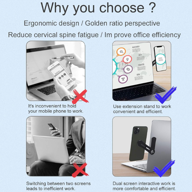 DK177 Magnetic Phone Holder, Laptop or Desktop Monitor Side Mount Phone Holder