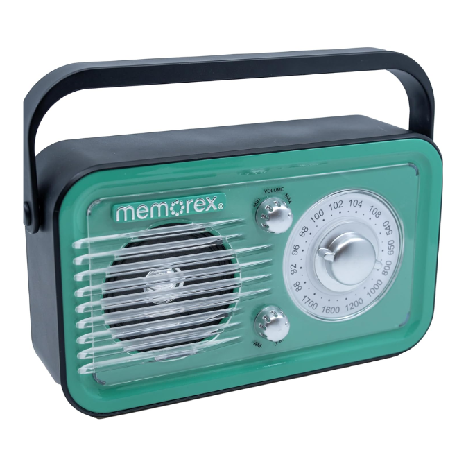 Memorex BR100 Retro Style Rechargeable AM/FM/Shortwave Radio | Tabletop Radio with TF Card & USB Playback | 2000mAh Battery, and Rotary Telescopic Antenna 7