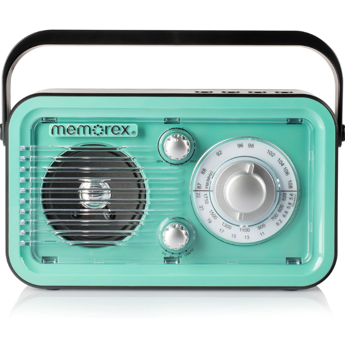 Memorex BR100 Retro Style Rechargeable AM/FM/Shortwave Radio | Tabletop Radio with TF Card & USB Playback | 2000mAh Battery, and Rotary Telescopic Antenna