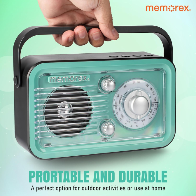 Memorex BR100 Retro Style Rechargeable AM/FM/Shortwave Radio | Tabletop Radio with TF Card & USB Playback | 2000mAh Battery, and Rotary Telescopic Antenna 4