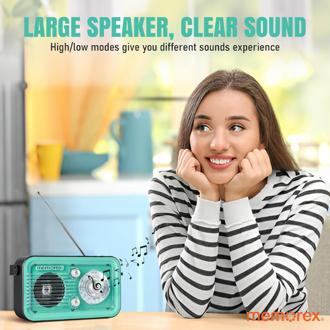 Memorex BR100 Retro Style Rechargeable AM/FM/Shortwave Radio | Tabletop Radio with TF Card & USB Playback | 2000mAh Battery, and Rotary Telescopic Antenna 6