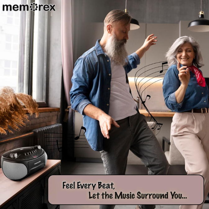 Memorex MX-BCCD50(K) AM/FM Top Loading CD and Cassette Player Blue | Portable Stereo with Programmable Memory, Auto-Stop Cassette Deck | Auxiliary Input, and Red LED Display (Black) 6