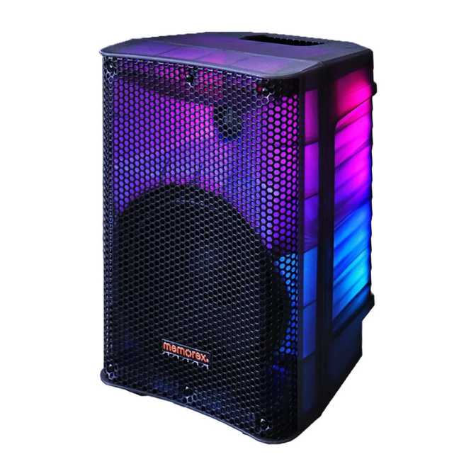 Memorex MX-PS801 8-Inch PA Speaker with Translucent Cabinet | 500W PMPO, Bluetooth | TWS Pairing, LED Lighting | 50W RMS Bi-Amp, USB & SD Playback | Microphone Input, Portable Design 2