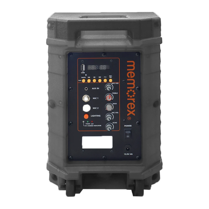 Memorex MX-PS801 8-Inch PA Speaker with Translucent Cabinet | 500W PMPO, Bluetooth | TWS Pairing, LED Lighting | 50W RMS Bi-Amp, USB & SD Playback | Microphone Input, Portable Design 3