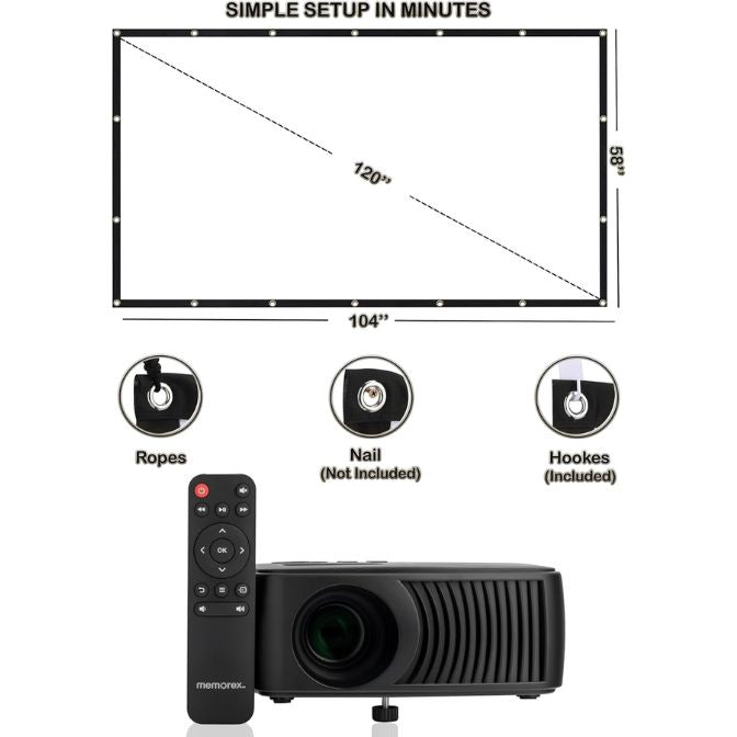 Memorex 720P Bluetooth Projector - Includes 100" Screen 4