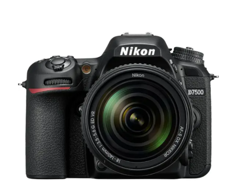 Nikon D7500 DSLR 4K video camera with AF-S DX NIKKOR 18-140mm f/35-56G ED VR lens, black
