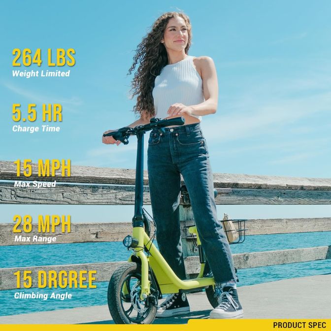 Phantomgogo Electric Scooter for Adults Foldable Scooter with Seat & Carry Basket 2