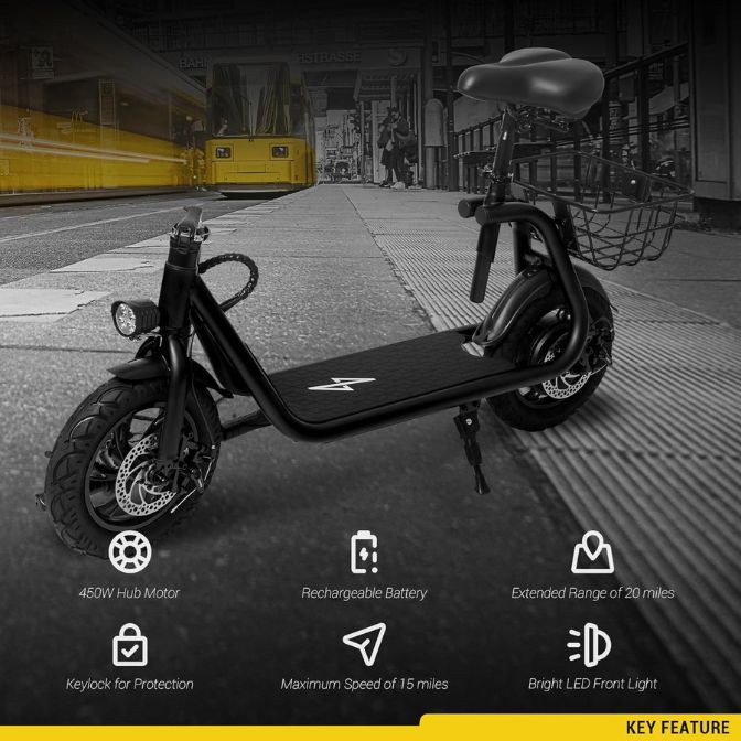 Phantomgogo Electric Scooter for Adults Foldable Scooter with Seat & Carry Basket 5