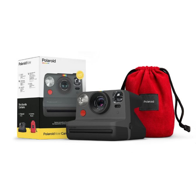 Polaroid Now Bundle with Black Camera and Red Travel Pouch 2