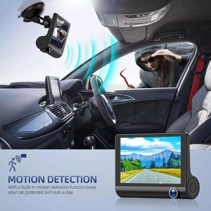 KF Premium 4" Touch Screen Dash Cam with 1080P Dual Lens – Front & Rear Car DVR Recorder, Motion Detection, Night Vision, G-Sensor, Loop Recording 1