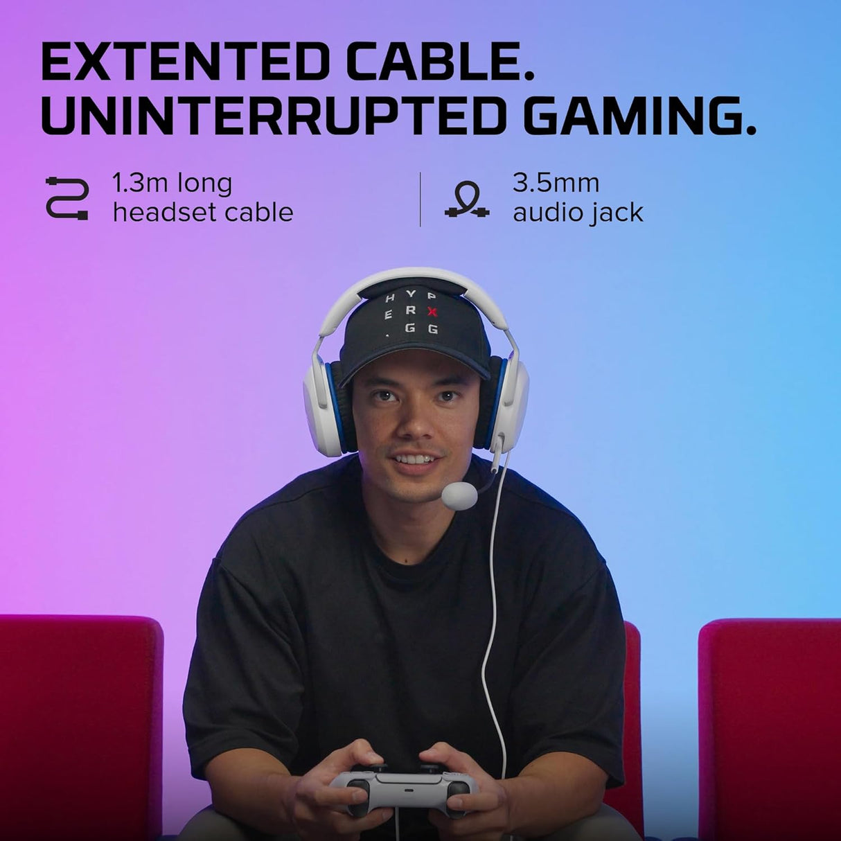 HyperX Cloud Stinger 2 Core - Gaming Headset for Playstation, Lightweight Over-Ear Headset with mic, Swivel-to-Mute Function, 40mm Drivers