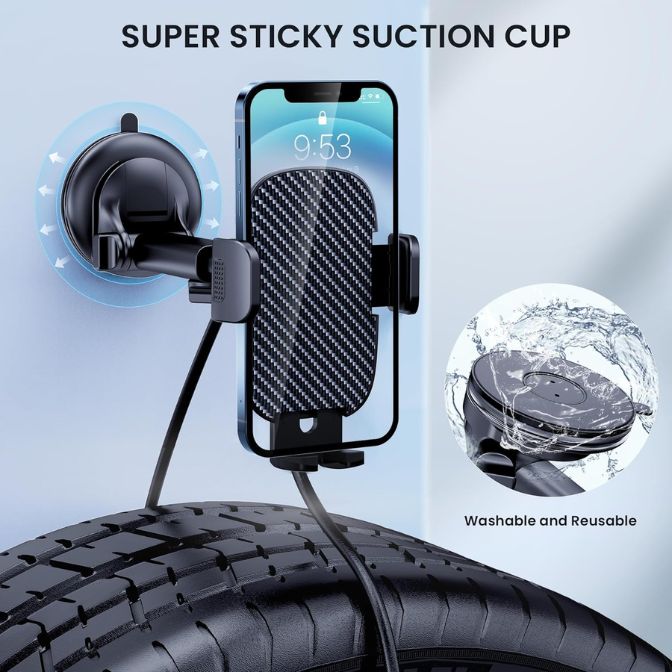 Qifutan Car Phone Holder Mount for Windshield Dashboard Air Vent Carbon Fiber 1