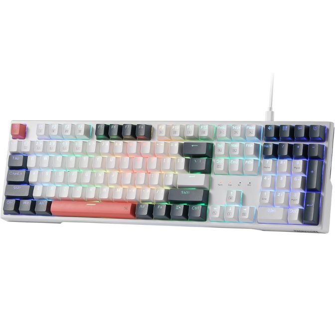 Redragon K668 RGB Gaming Keyboard 104 Keys Hot-swappable Red Switch