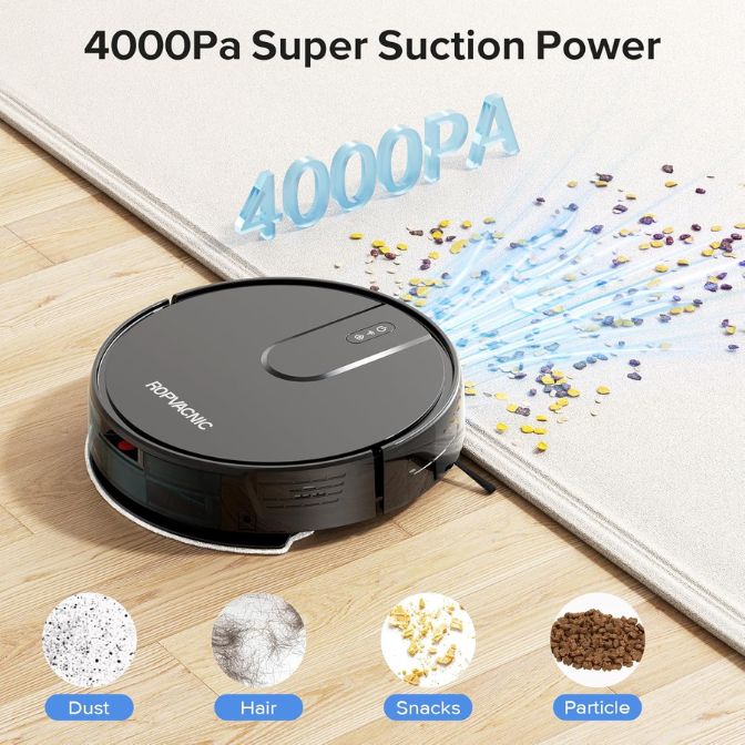 Robot Vacuum Cleaner Robot Vacuum and Mop Combo with 4000Pa Suction, Personalized Cleaning Adjustments, Self-Charging Robotic Vacuum Cleaner, Advanced Obstacle Avoidance 2