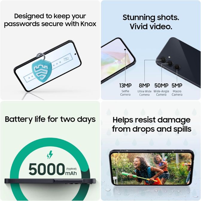 SAMSUNG Galaxy A35 5G A Series Cell Phone, 128GB Unlocked Android Smartphone, AMOLED Display, Advanced Triple Camera System, Expandable Storage, Rugged Design, US Version, 2024, Awesome Navy 4