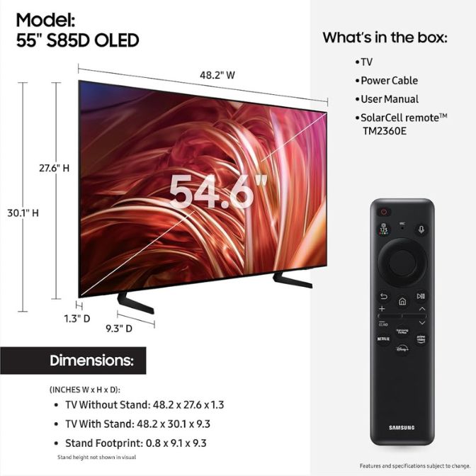 SAMSUNG 55-Inch Class OLED 4K S85D Series HDR Smart TV QN55S85D 2024 Model 1
