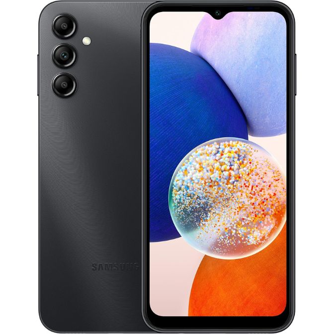 Samsung Galaxy A14 5G smartphone with 64GB storage, expandable memory, 13MP camera, 66-inch Infinite Display, factory unlocked in black