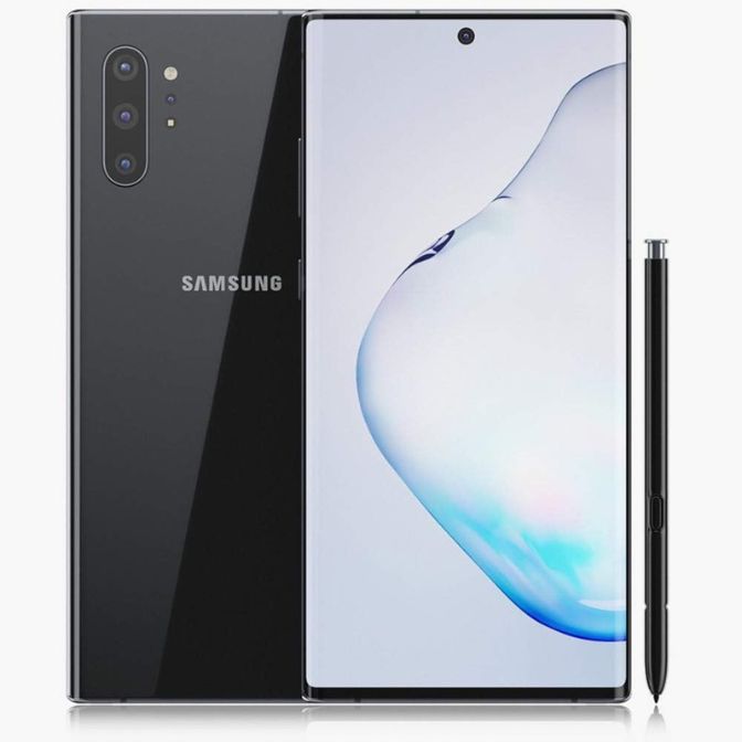 Samsung Galaxy Note 10+ with 256GB storage in Aura Black, fully unlocked