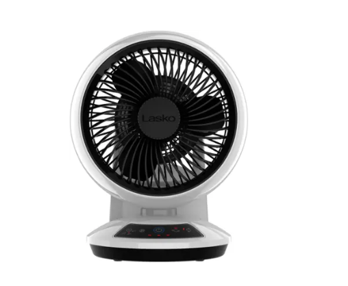 Lasko Whirlwind orbital motion air circulator fan with timer and remote control, white