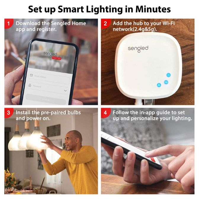 Sengled Smart LED Multicolor A19 Starter Kit Bulbs Compatible with Alexa & Google Assistant Set Up